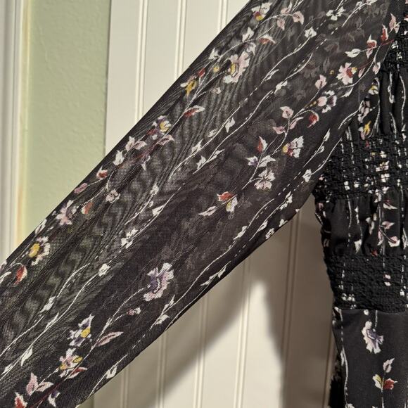 Maurices Black Floral Smocked Mesh Top Plus Size 3X - Picture 6 of 9